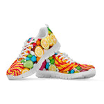Colorful Lollipop And Candy Print White Sneakers