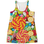 Colorful Lollipop And Candy Print Women's Racerback Tank Top