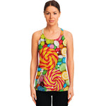 Colorful Lollipop And Candy Print Women's Racerback Tank Top