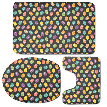 Colorful Macaron Pattern Print 3 Piece Bath Mat Set