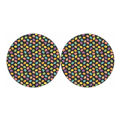 Colorful Macaron Pattern Print Car Coasters