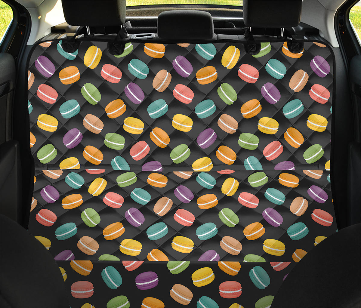Colorful Macaron Pattern Print Pet Car Back Seat Cover