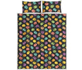 Colorful Macaron Pattern Print Quilt Bed Set