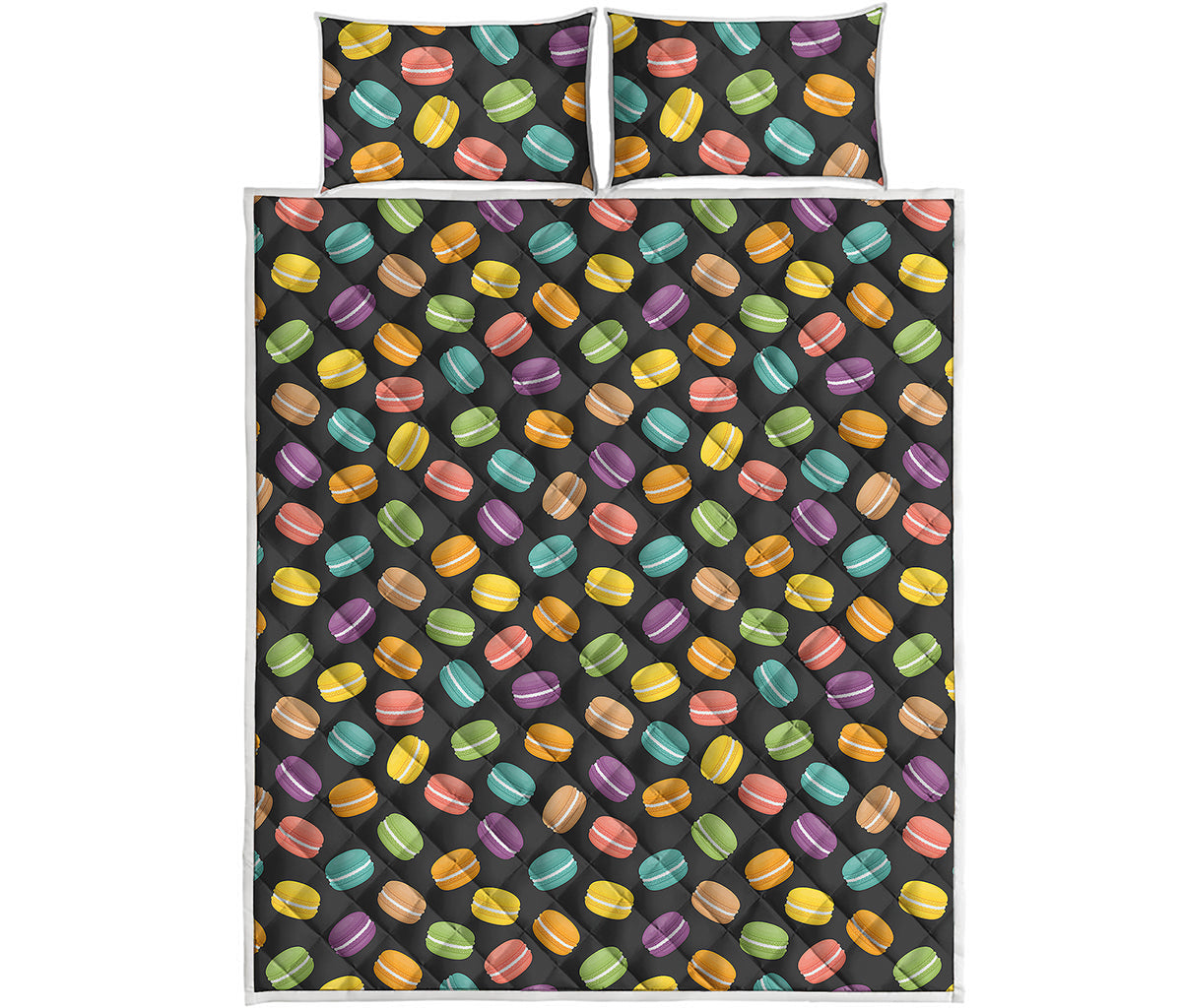 Colorful Macaron Pattern Print Quilt Bed Set