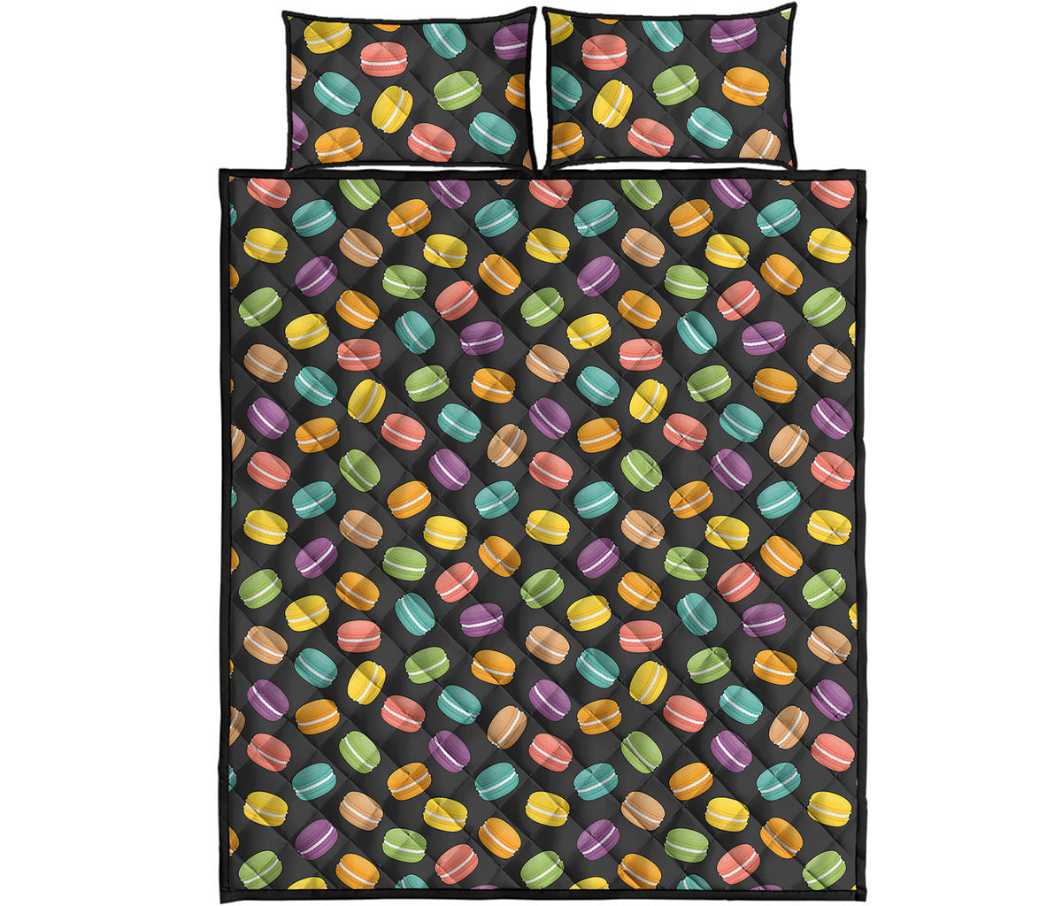 Colorful Macaron Pattern Print Quilt Bed Set