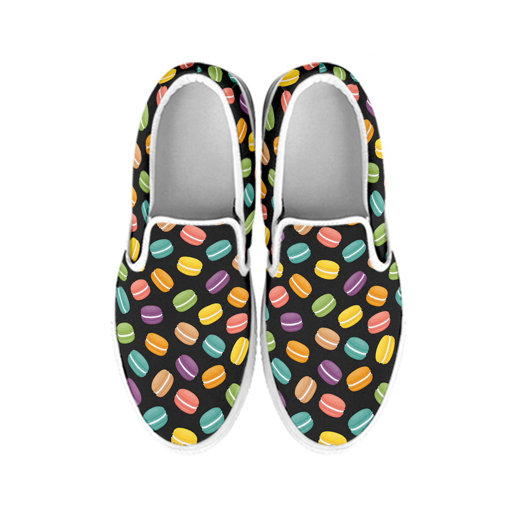 Colorful Macaron Pattern Print White Slip On Shoes