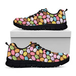 Colorful Macarons Pattern Print Black Sneakers