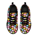 Colorful Macarons Pattern Print Black Sneakers