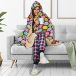 Colorful Macarons Pattern Print Hooded Blanket