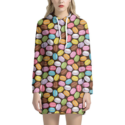 Colorful Macarons Pattern Print Hoodie Dress
