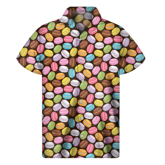 Colorful Macarons Pattern Print Men's Short Sleeve Shirt