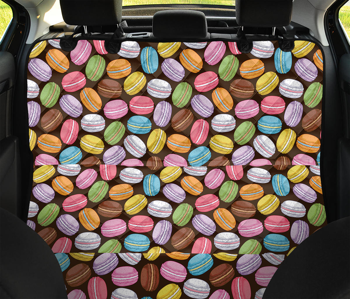 Colorful Macarons Pattern Print Pet Car Back Seat Cover