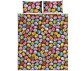 Colorful Macarons Pattern Print Quilt Bed Set