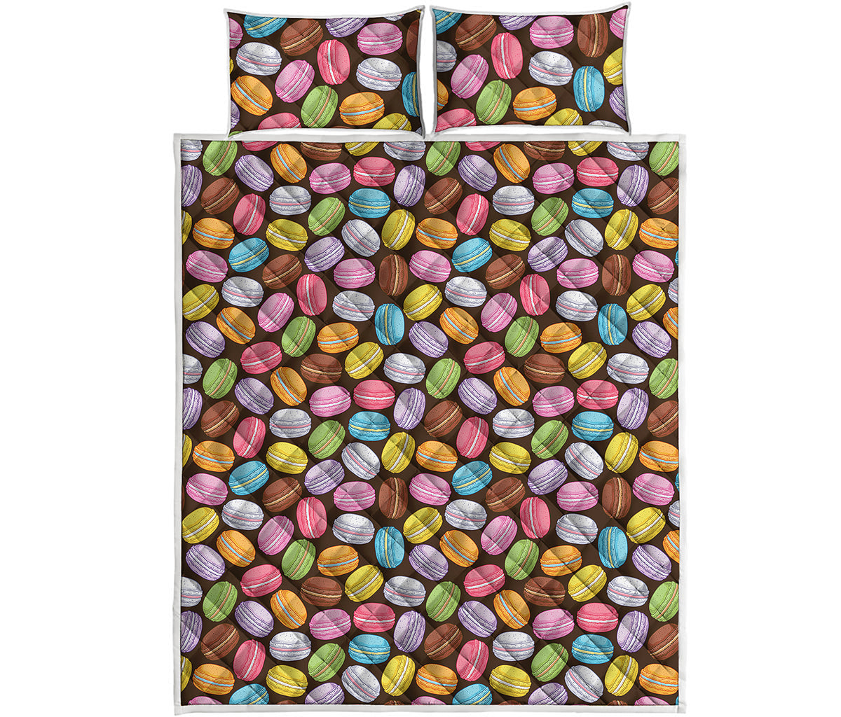 Colorful Macarons Pattern Print Quilt Bed Set