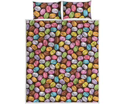Colorful Macarons Pattern Print Quilt Bed Set
