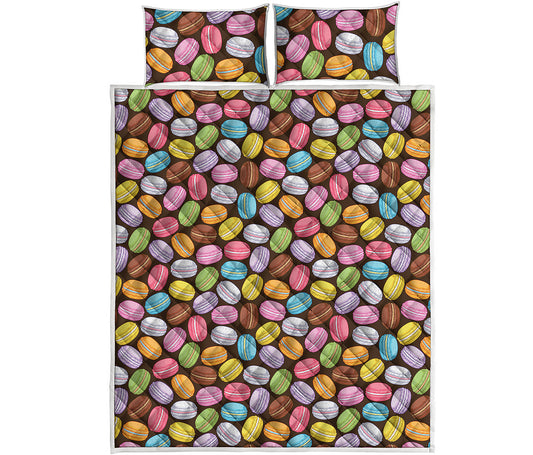 Colorful Macarons Pattern Print Quilt Bed Set