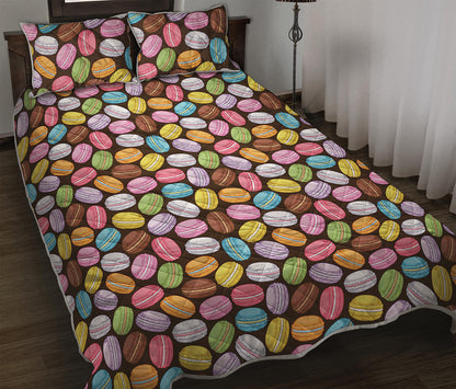 Colorful Macarons Pattern Print Quilt Bed Set