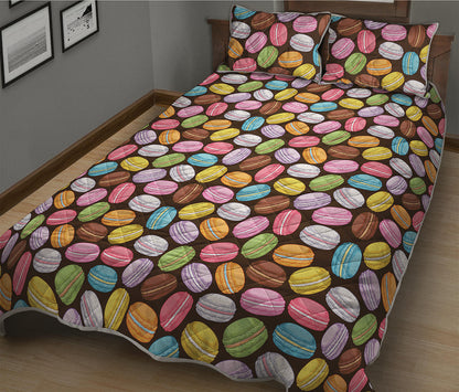 Colorful Macarons Pattern Print Quilt Bed Set