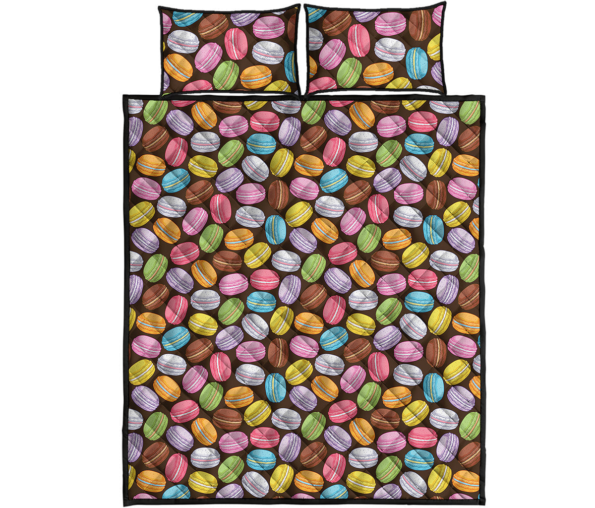 Colorful Macarons Pattern Print Quilt Bed Set