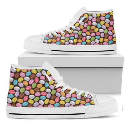 Colorful Macarons Pattern Print White High Top Shoes