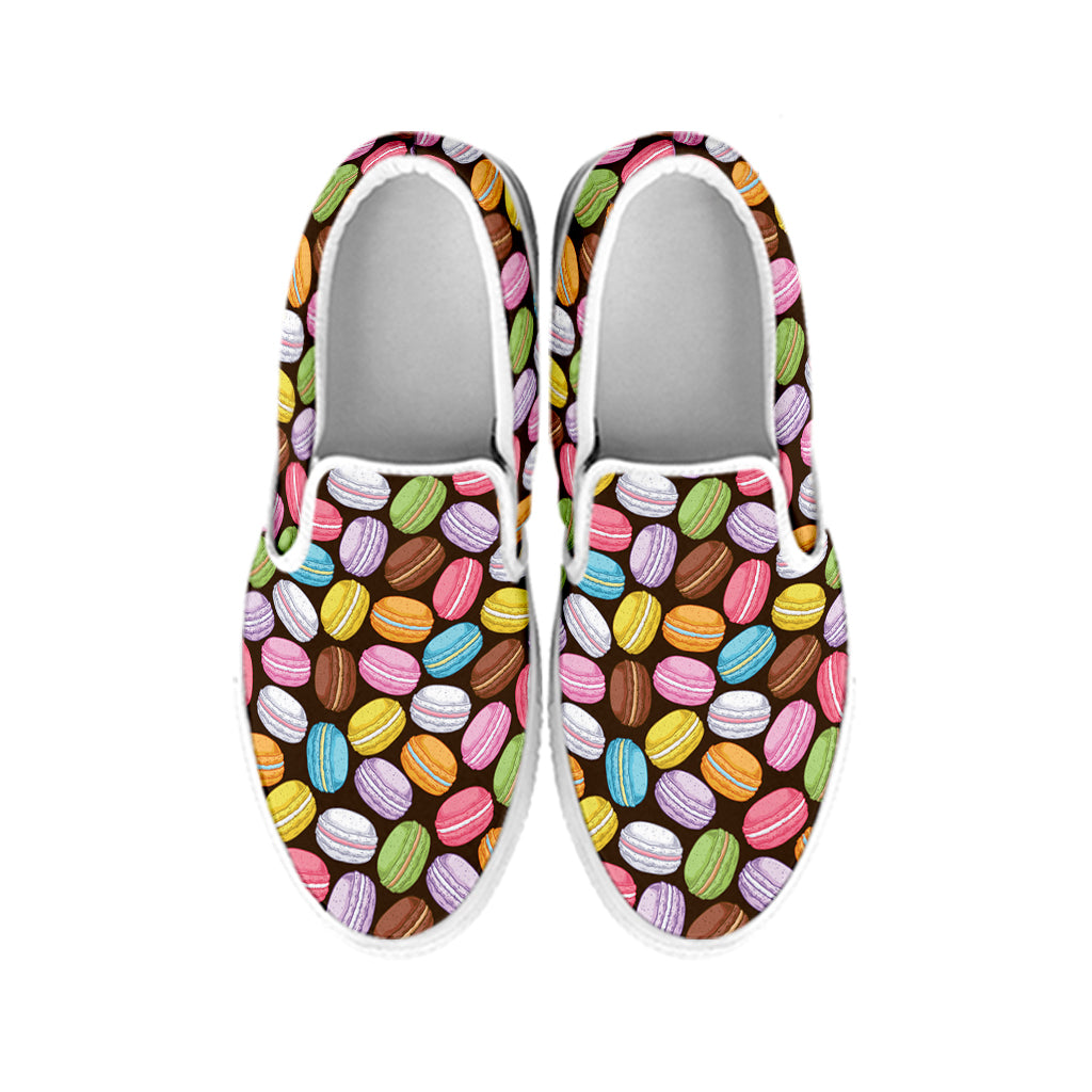 Colorful Macarons Pattern Print White Slip On Shoes