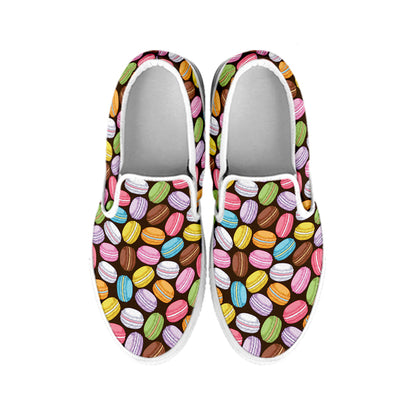 Colorful Macarons Pattern Print White Slip On Shoes