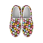 Colorful Macarons Pattern Print White Slip On Shoes