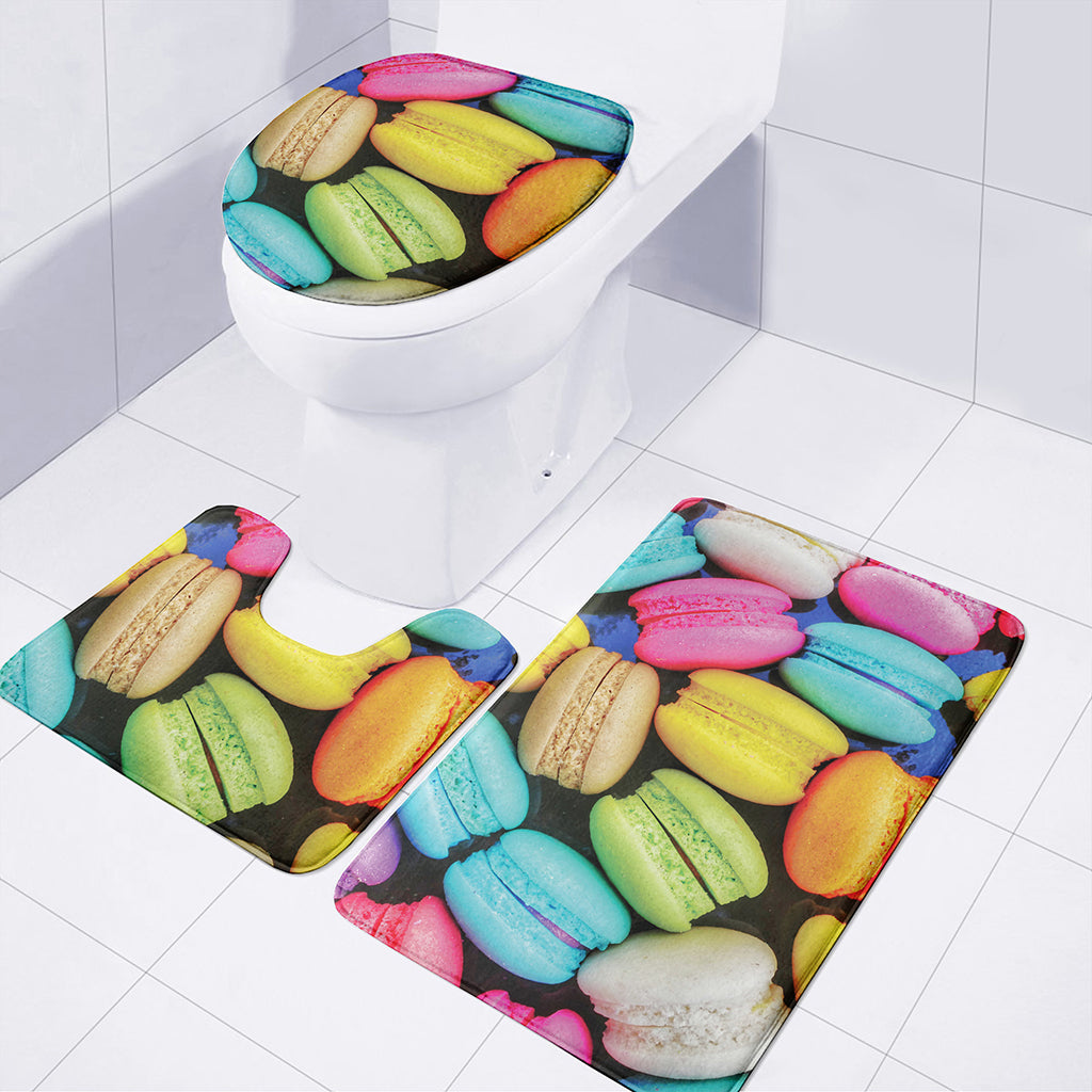 Colorful Macarons Print 3 Piece Bath Mat Set
