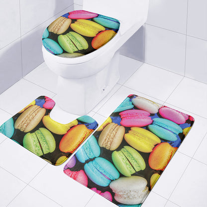 Colorful Macarons Print 3 Piece Bath Mat Set