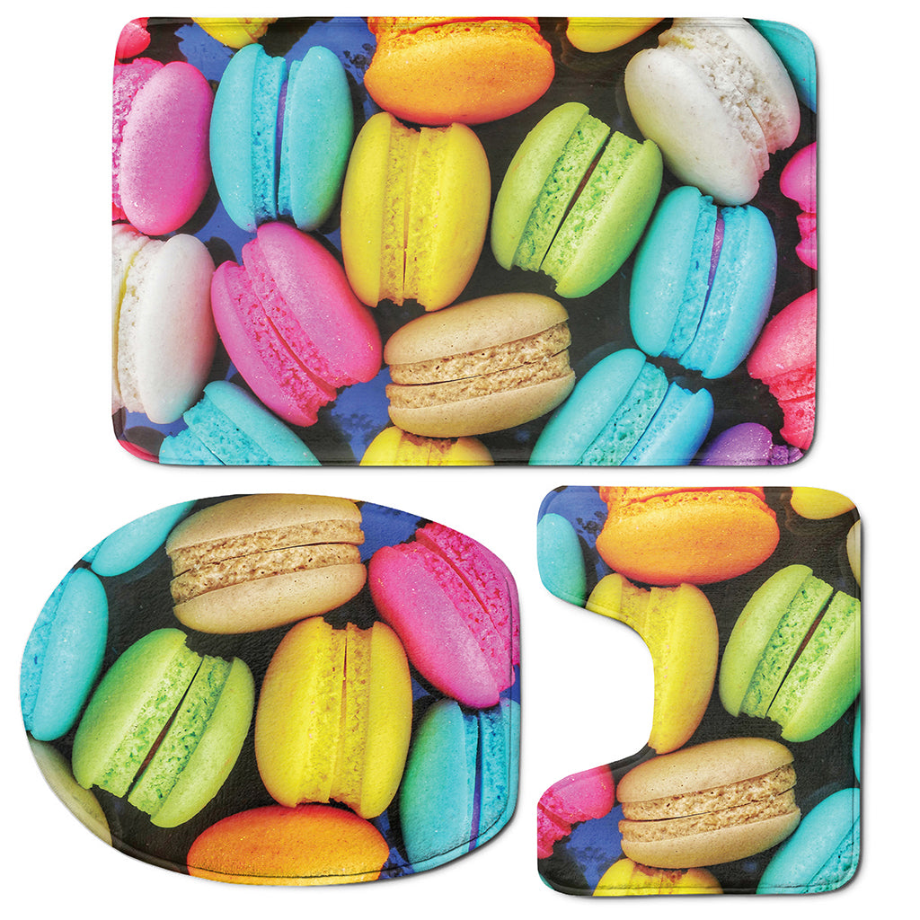 Colorful Macarons Print 3 Piece Bath Mat Set