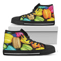 Colorful Macarons Print Black High Top Sneakers