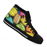 Colorful Macarons Print Black High Top Shoes