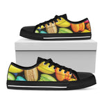 Colorful Macarons Print Black Low Top Shoes