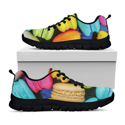 Colorful Macarons Print Black Sneakers