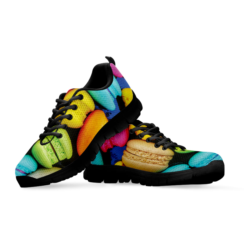 Colorful Macarons Print Black Sneakers