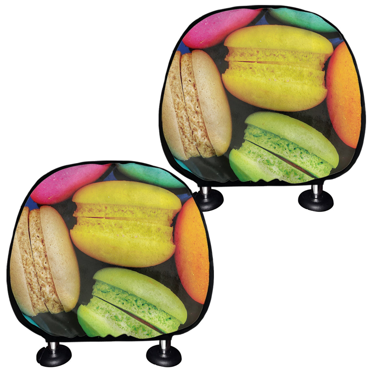 Colorful Macarons Print Car Headrest Covers