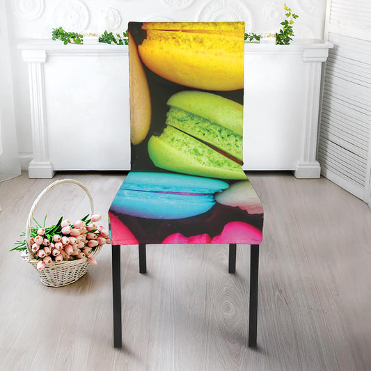 Colorful Macarons Print Dining Chair Slipcover