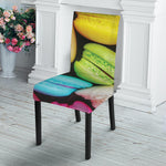 Colorful Macarons Print Dining Chair Slipcover