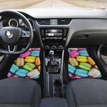 Colorful Macarons Print Front and Back Car Floor Mats