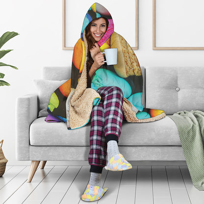 Colorful Macarons Print Hooded Blanket