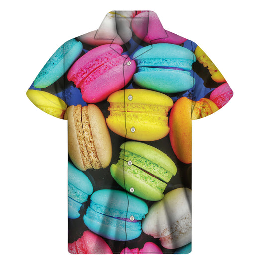 Colorful Macarons Print Men's Short Sleeve Shirt