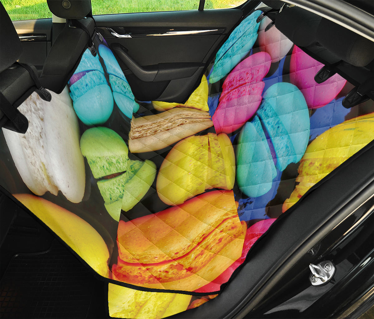 Colorful Macarons Print Pet Car Back Seat Cover