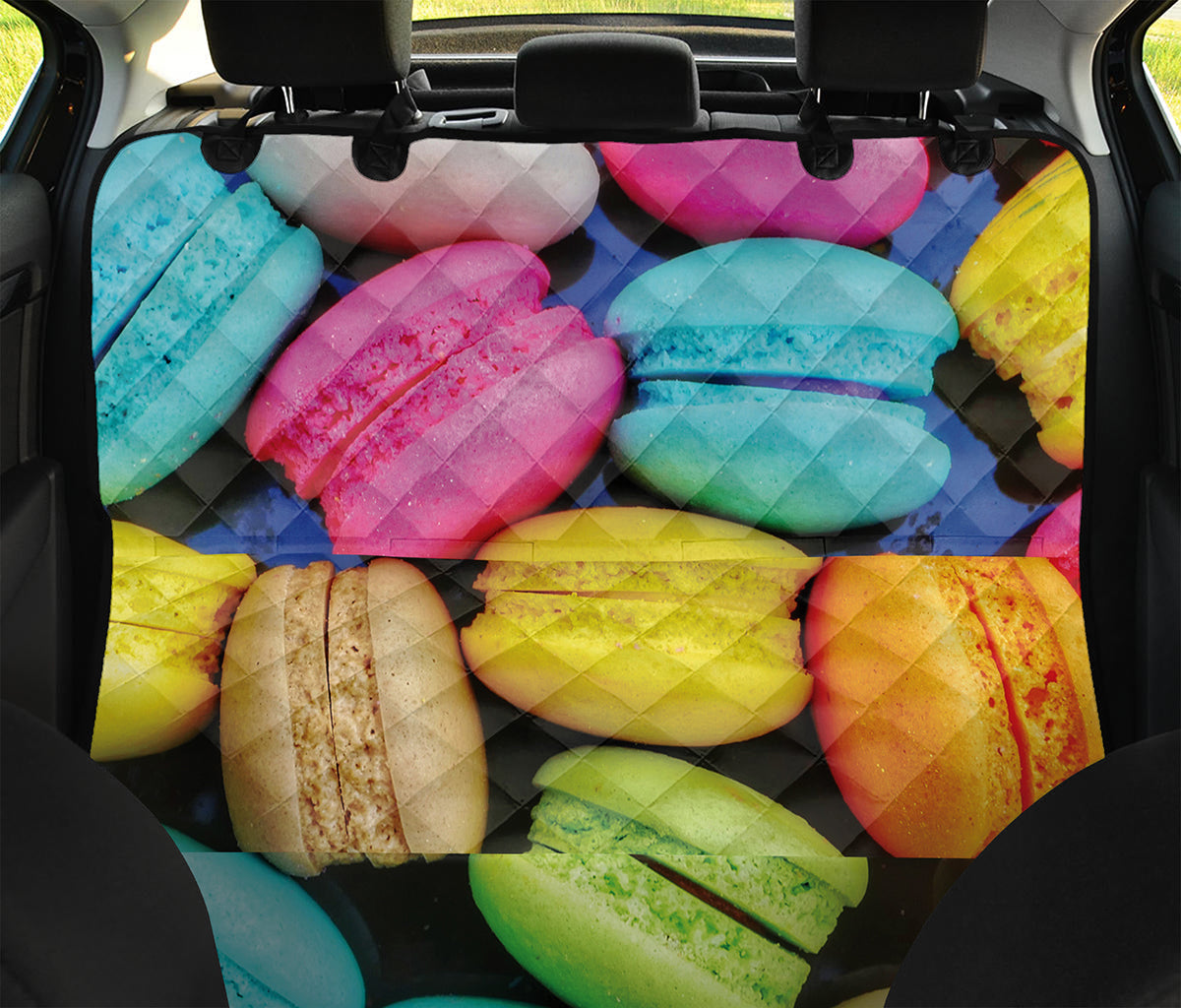 Colorful Macarons Print Pet Car Back Seat Cover