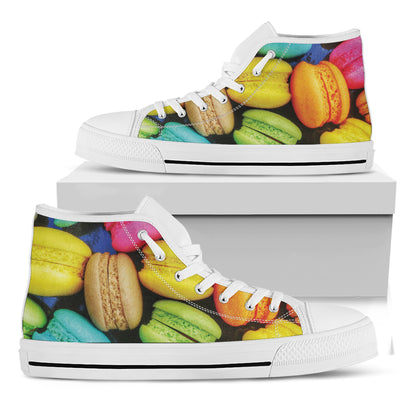 Colorful Macarons Print White High Top Shoes