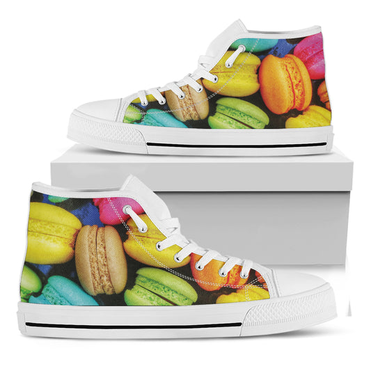 Colorful Macarons Print White High Top Shoes