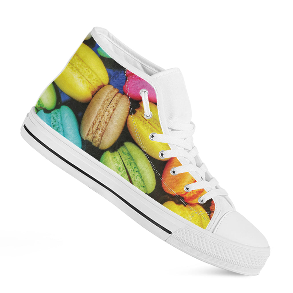 Colorful Macarons Print White High Top Shoes