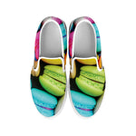 Colorful Macarons Print White Slip On Shoes