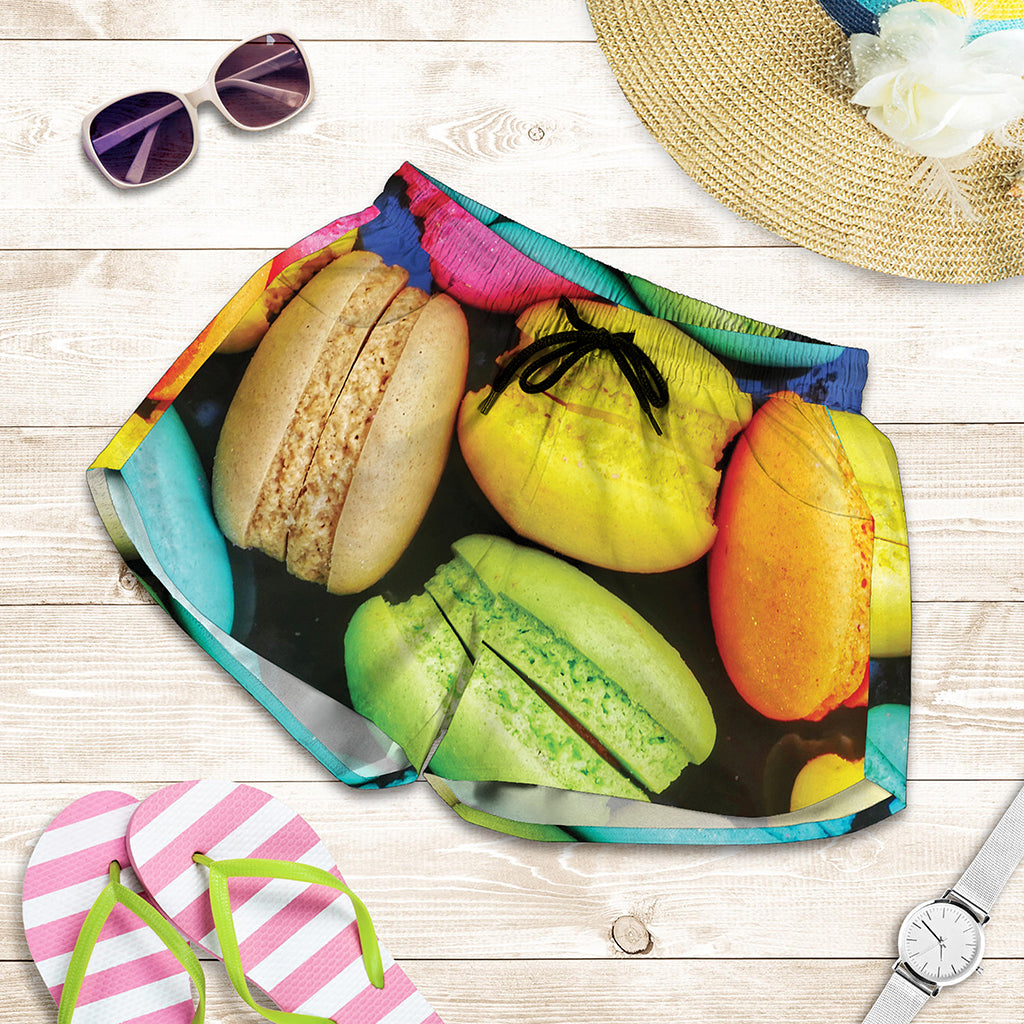 Colorful Macarons Print Women's Shorts