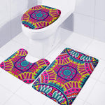 Colorful Mandala Bohemian Pattern Print 3 Piece Bath Mat Set
