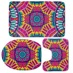 Colorful Mandala Bohemian Pattern Print 3 Piece Bath Mat Set